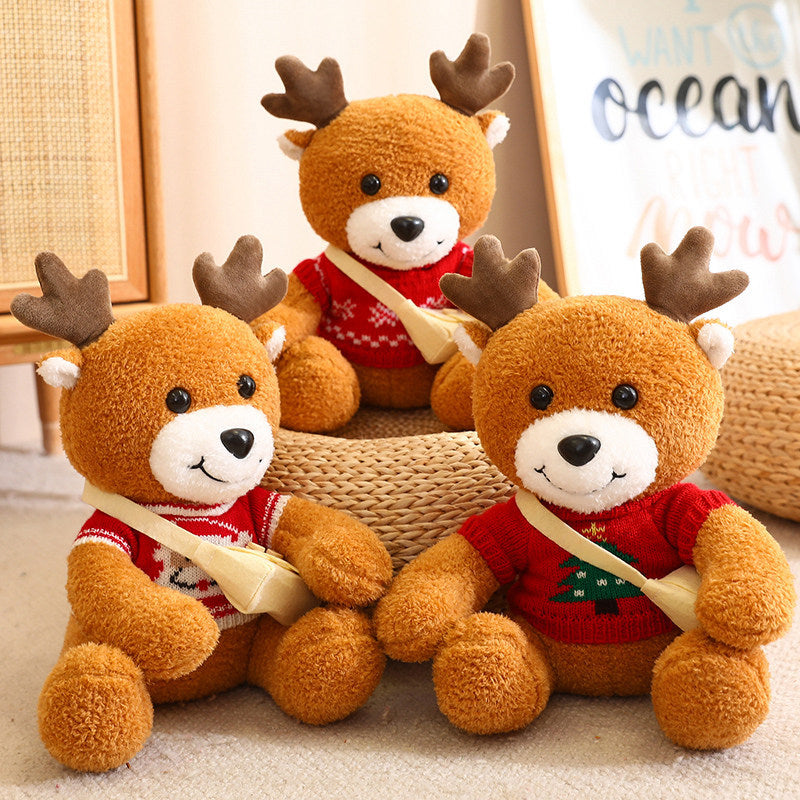 New Reindeer Plush Toy Customize Soft Xmas Stuffed Deer/bear Plushies Toys For Baby Christmas GiftsChristmas Deer Plush Animal Toys Stuffed Plush Doll Toys For Christmas Baby Gifts