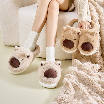 Capybara Plush Slippers Stuffed Animals Capybara Slipper Cartoon Anime Cotton Slipper Winter Indoor Fur Shoes Gifts For Children  Capybara Plush Slippers stuffed Animals Capybara Slipper cartoon Anime Cotton Slipper