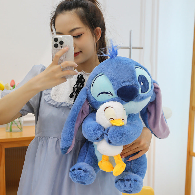 Cute Stitch Doll Pillow Cloth Doll Birthday Gift 30cm Cartoon Stitch With White Ducks Stuffed Plush Pillow Doll Hug Duck Stitch Plush Toy Doll Cute Blue Stitch Doll Pillow Cloth Doll Birthday Gift cute Stitch Doll Pillow Cloth Doll Birthday Gift