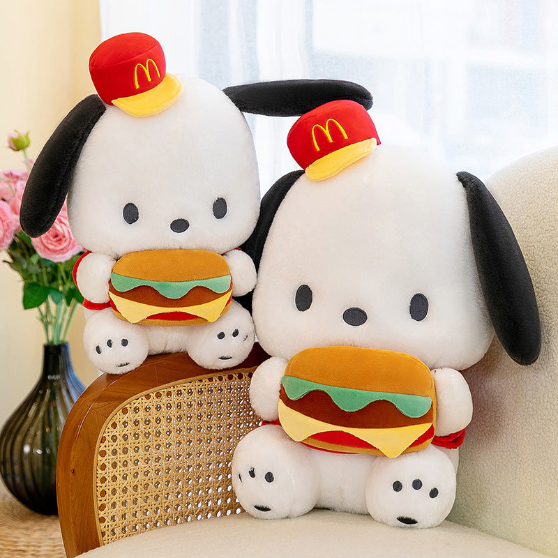 New Hamburger Dog Plush Pochacco Toy Dressed Dog Doll Activity Gift Scissors Machine Wholesale Sanrioes Pacha Plush Toy  New Hamburger Dog Plush Pochacco Toy Dressed Dog Doll Activity Gift Scissors Machine Wholesale