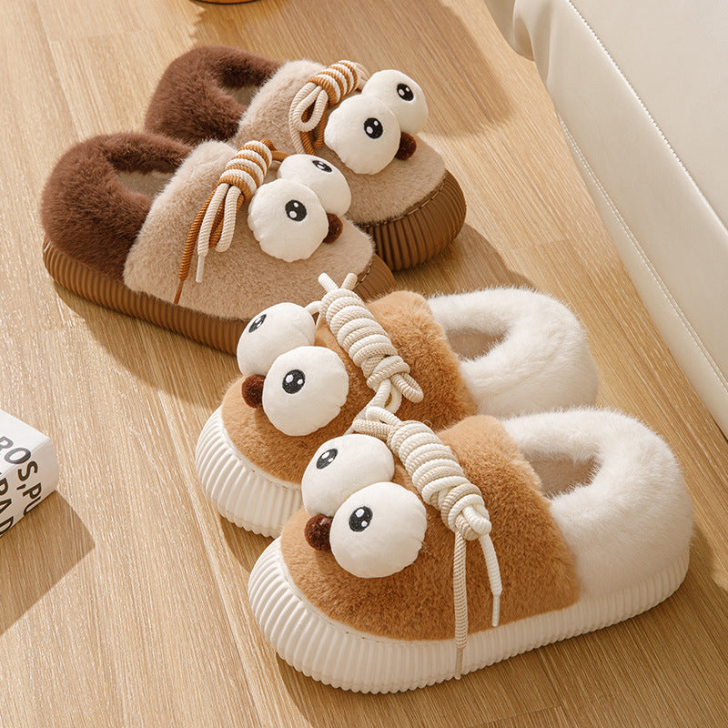 2024 New Female Lovely Winter Indoor Home Thick Bottom Non-slip Plush Warm Bag With Moon Cotton Shoes  Cotton Shoes Winter Indoor Home Shoes lovely Indoor Slippers