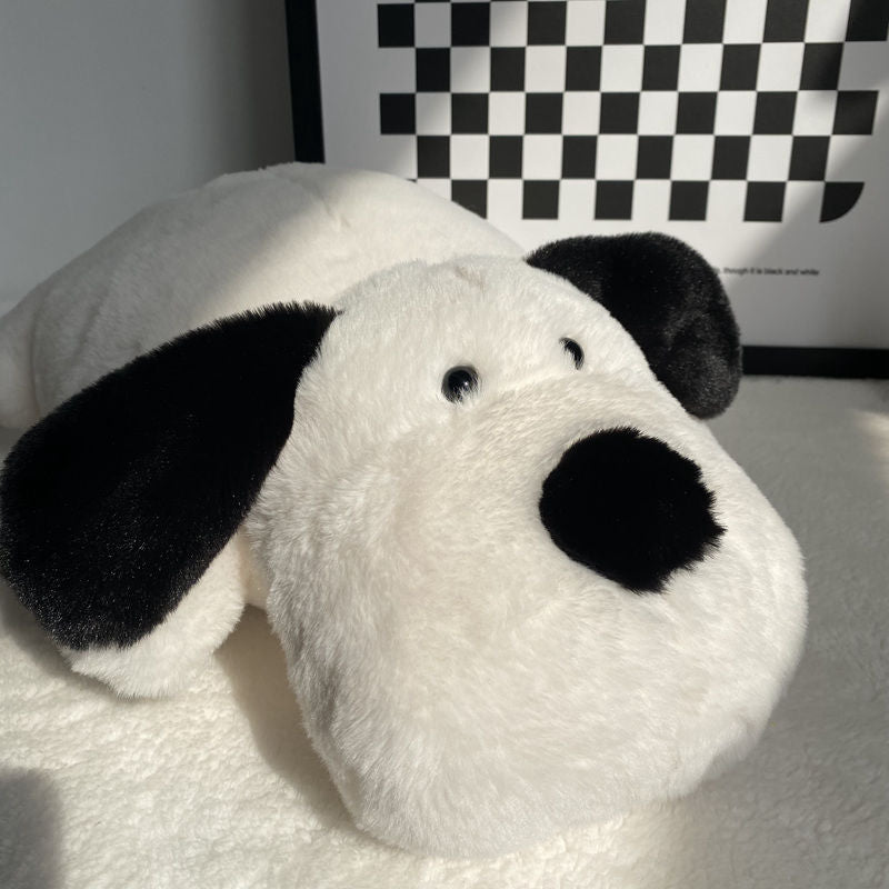 New Black And White Stuffed Dog Toy Lying Down Soft Body Pillow Dog Cute Plush Dog Pillow Dog Pillow,Body Pillow Dog,Stuffed Dog Toy