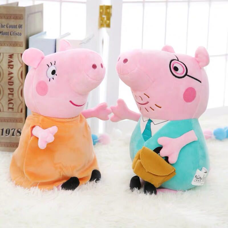 Baby Peppas Pig George Plush Toy Dad Mom Granny Grandpa Pig Stuffed Animal Doll Room Decoration Pillow Keychain Boys Kids GiftBaby Peppas Pig George Plush Toy Dad Mom Granny