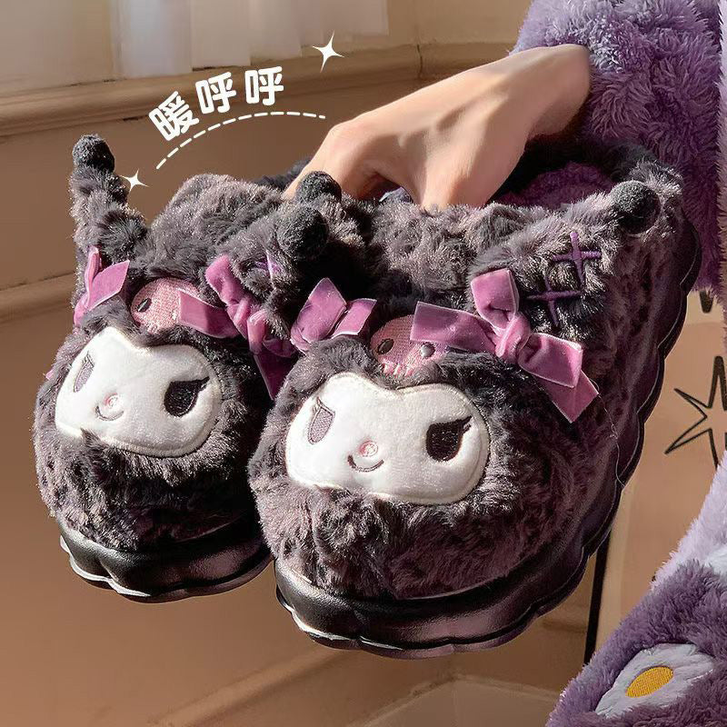 High Quality Purple Cozy Fuzzy Winter Slippers Original Plush Slippers Women Home Softy Furry Indoor ShoesSuper Soft Fuzzy Cotton Shoes Indoor Soft Plush Warm Winter Slippers Cozy Pikachu Sneaker Slippers Child Slippers