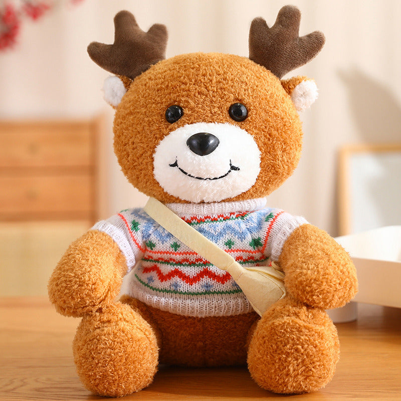 New Reindeer Plush Toy Customize Soft Xmas Stuffed Deer/bear Plushies Toys For Baby Christmas GiftsChristmas Deer Plush Animal Toys Stuffed Plush Doll Toys For Christmas Baby Gifts