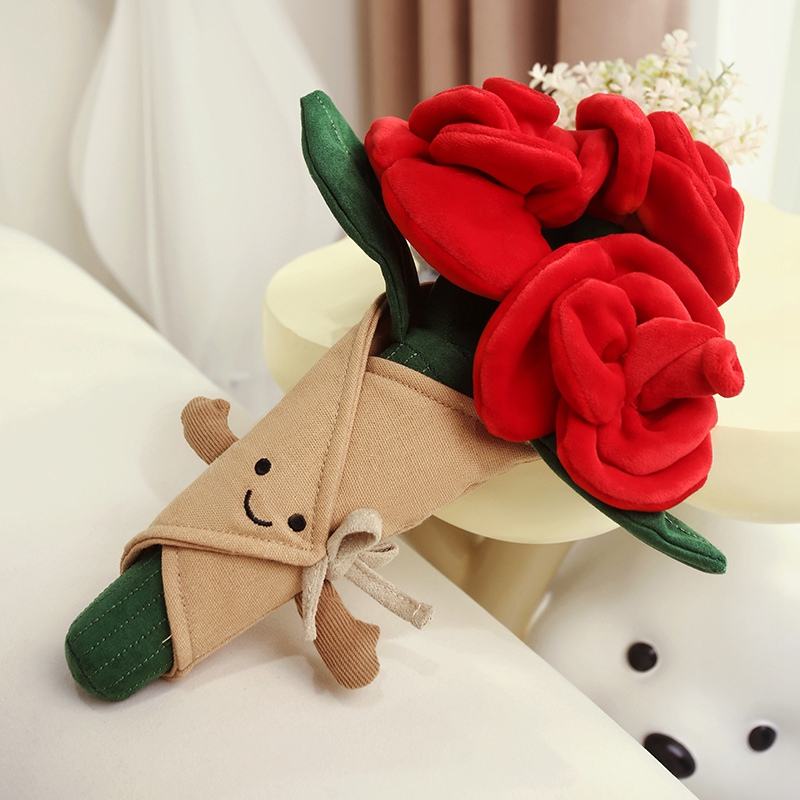Plush toy roses and romantic roses plush velvet red rose bouquets plush series plush toy roses