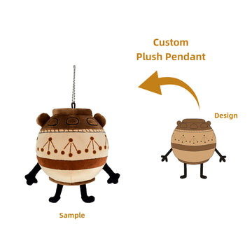 OEM ODM promotional museum souvenirs gifts customized plush printed round keychain plush jar bag charm