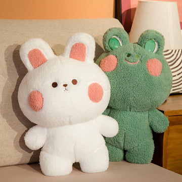 Cute cartoon rabbit and frog plush animal plush children's soft mat, children's bedtime toy, filled with PP cotton, perfect birthday gift.