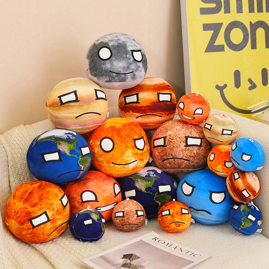 Sun and Earth Plush Toy, Custom Cartoon Sun and Earth Plush Toy, Venus Astronaut, Walnut Color