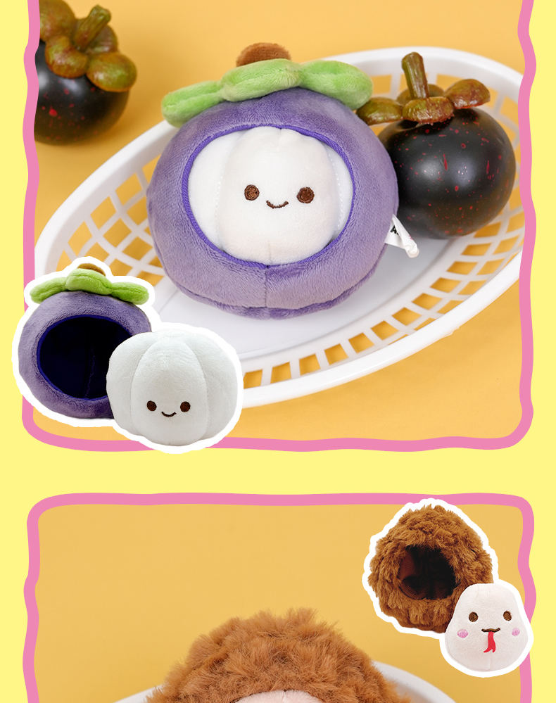 Creative Custom Tropical Fruit Plush Keychain, New Design, Stress-Relieving Toy Bag Pendant, Wholesale Fruit Plush Toys