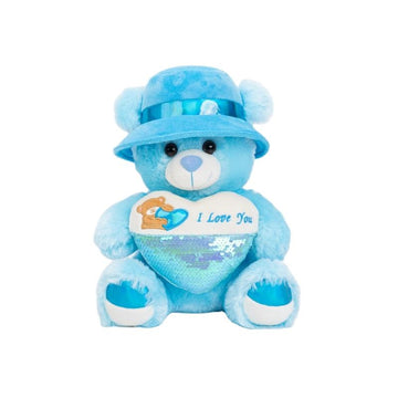 High-quality product, customizable, suitable as a gift. Blue heart-shaped teddy bear plush toy.